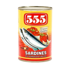 (Case) 555 SARDINES HOT RED 155G