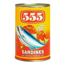 (Case) 555 SARDINES HOT RED 425G